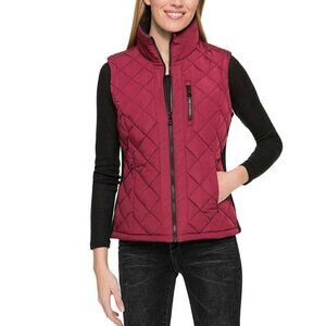 Andrew Marc Puffer Quilted Vest, Cranberry Wine, Small
